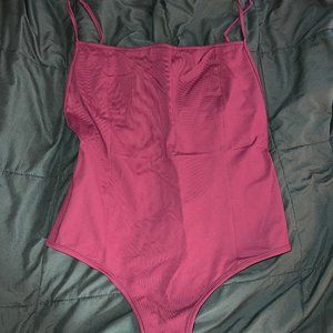 Free People Bodysuit Thong Cut, Square neck Spaghetti Strap V cut back